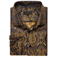 Dibangu Golden Blue Floral Silk Men's Shirt