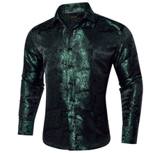 Dibangu Black Green Floral Silk Men's Shirt