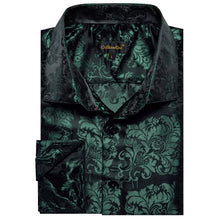 Dibangu Black Green Floral Silk Men's Shirt