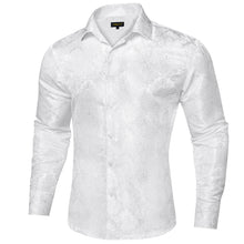 silk floral white dress shirt for men