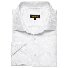 silk floral white dress shirt for men
