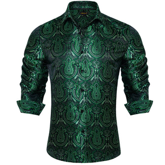 Dibangu New Green Floral Silk Men's Shirt