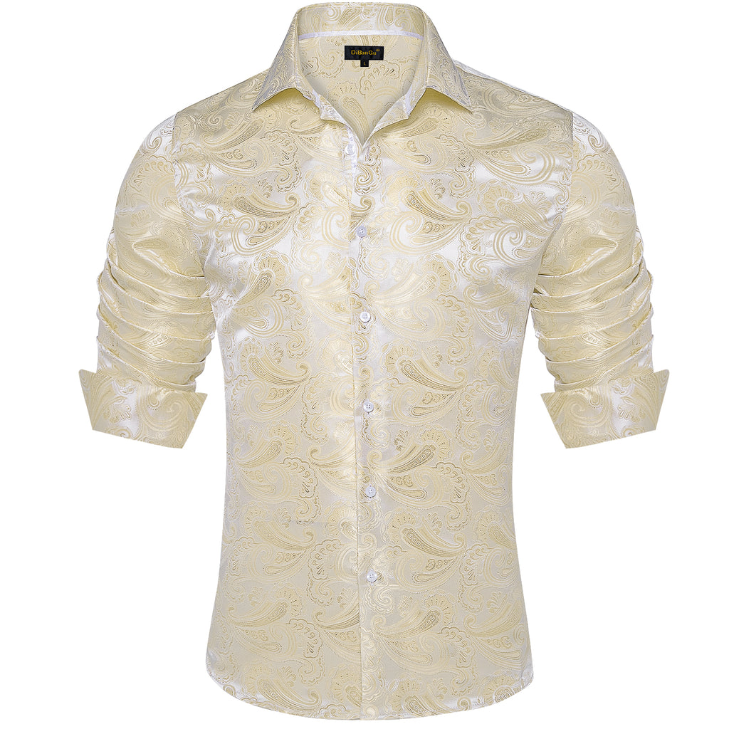 Dibangu Wedding Shirts Men's Red Solid Long Sleeve Button Down Shirt...