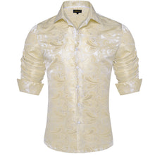 Dibangu New Champagne White Floral Silk Men's Shirt