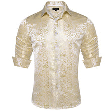 Champagne floral mens silk dress shirt design 