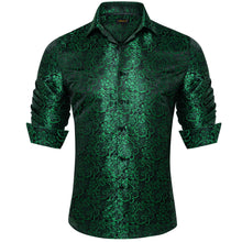 Dibangu Green Floral Silk Men's Shirt