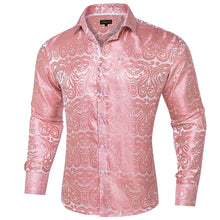Pink paisley mens silk dress shirt