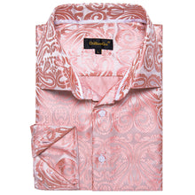 Pink paisley mens silk dress shirt