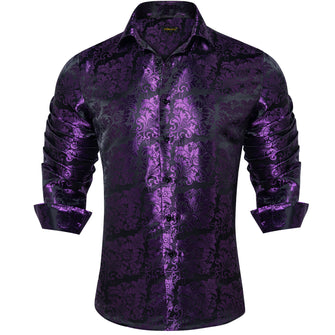 Dibangu Purple Floral Silk Men's Shirt