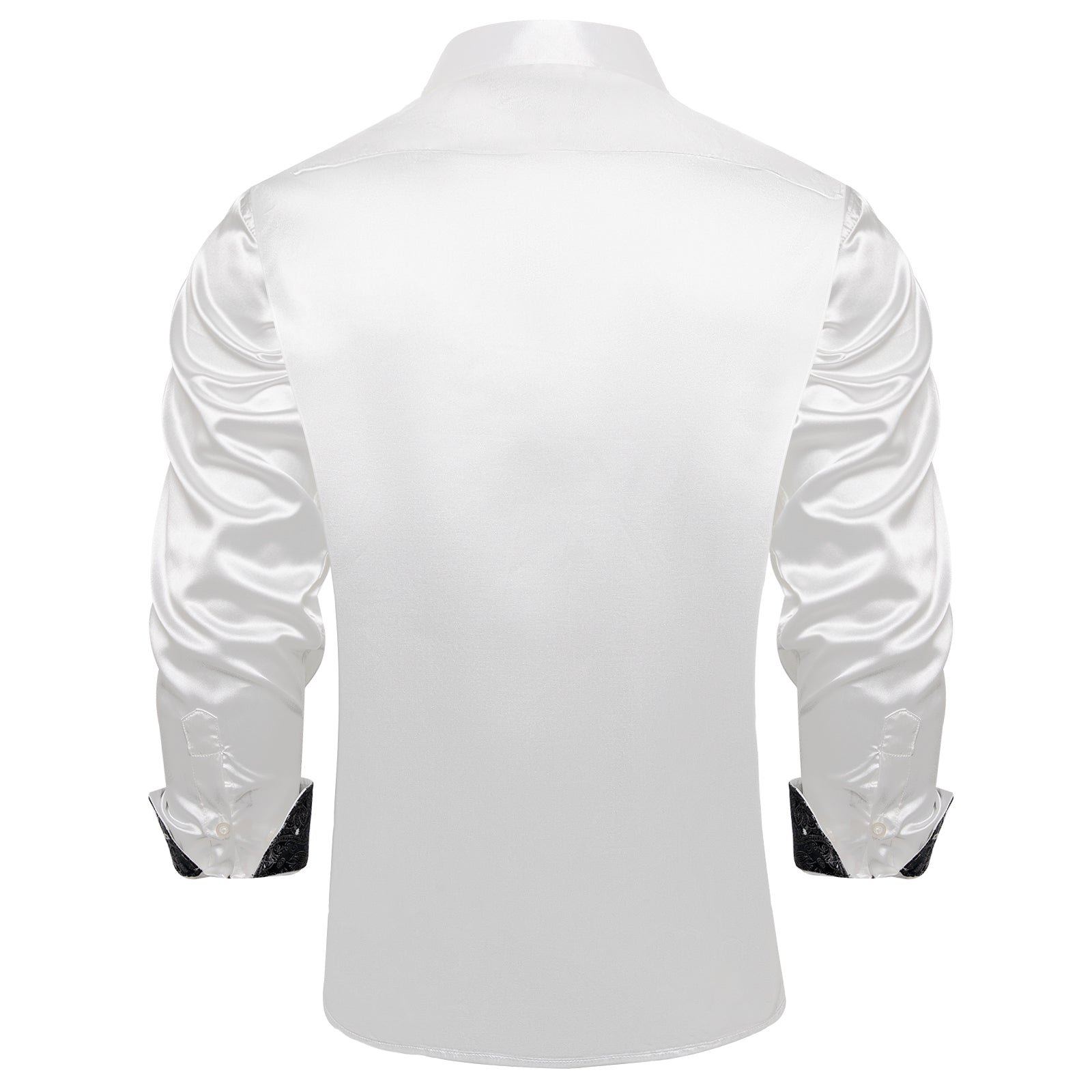 DiBanGu White Satin Solid Dress Shirt