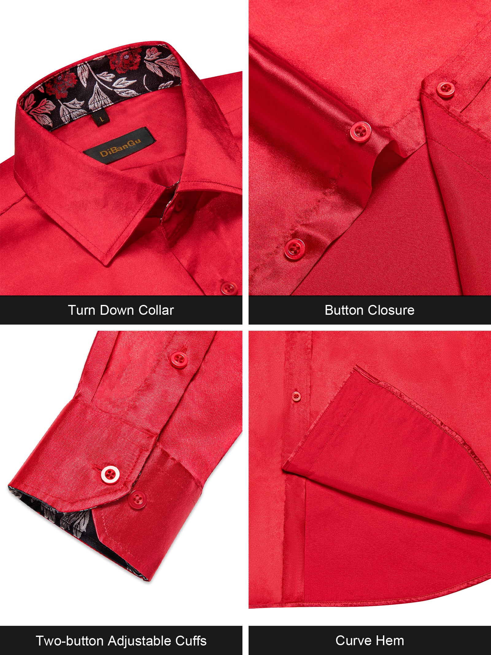 red men's dress silk shirt