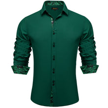 Sapphire Pine Green Solid Silk Long Sleeve Shirt