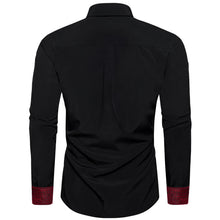  Black Solid Red Plaid Splicing Long Sleeve Shirt