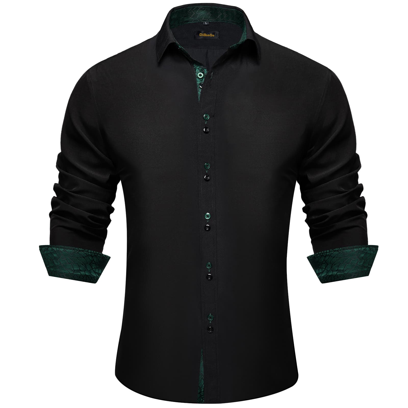 black button up men shirt