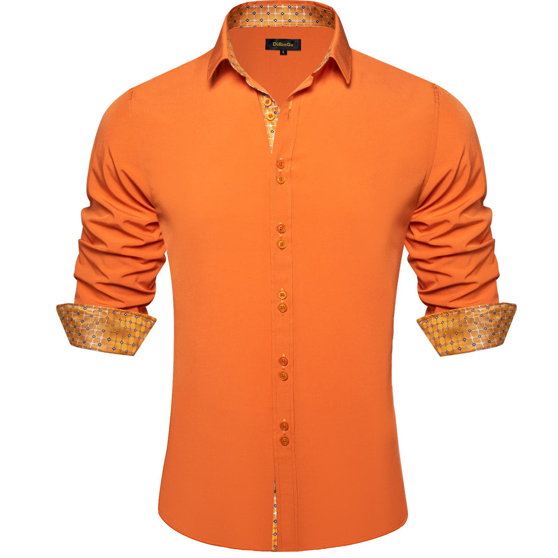 orange button up dress shirt Mens Solid Orange Long Sleeve Dress Shirt, Size: M, Color: Orange