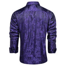 Dibangu Purple Paisley Men's Silk  Long Sleeves Shirt