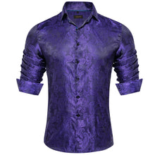 Dibangu Purple Paisley Men's Silk  Long Sleeves Shirt