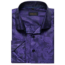 Dibangu Purple Paisley Men's Silk  Long Sleeves Shirt