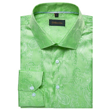 Dibangu Light Green Paisley Silk Men's Shirt