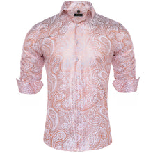 Dibangu Pink Orange White Paisley Stamping Men's Shirt