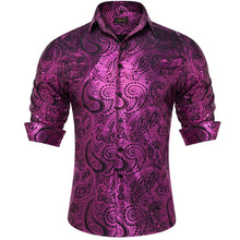 Dibangu Purple Red Black Paisley Stamping Men's Shirt