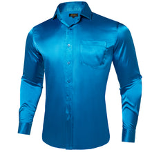 Dibangu Men's Blue Solid Dress Shirt