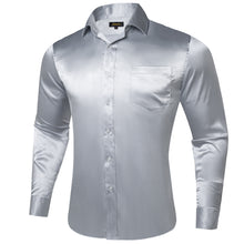 Dibangu Men's Silver Grey Solid Dress Shirt