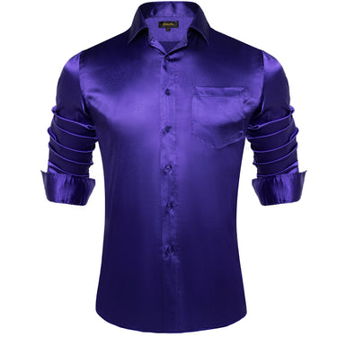 Dibangu Men's Navy Blue Solid Dress Shirt