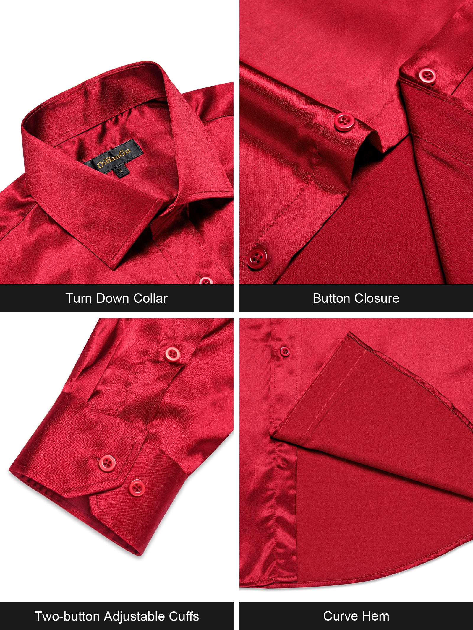 red wedding button long sleeve shirts