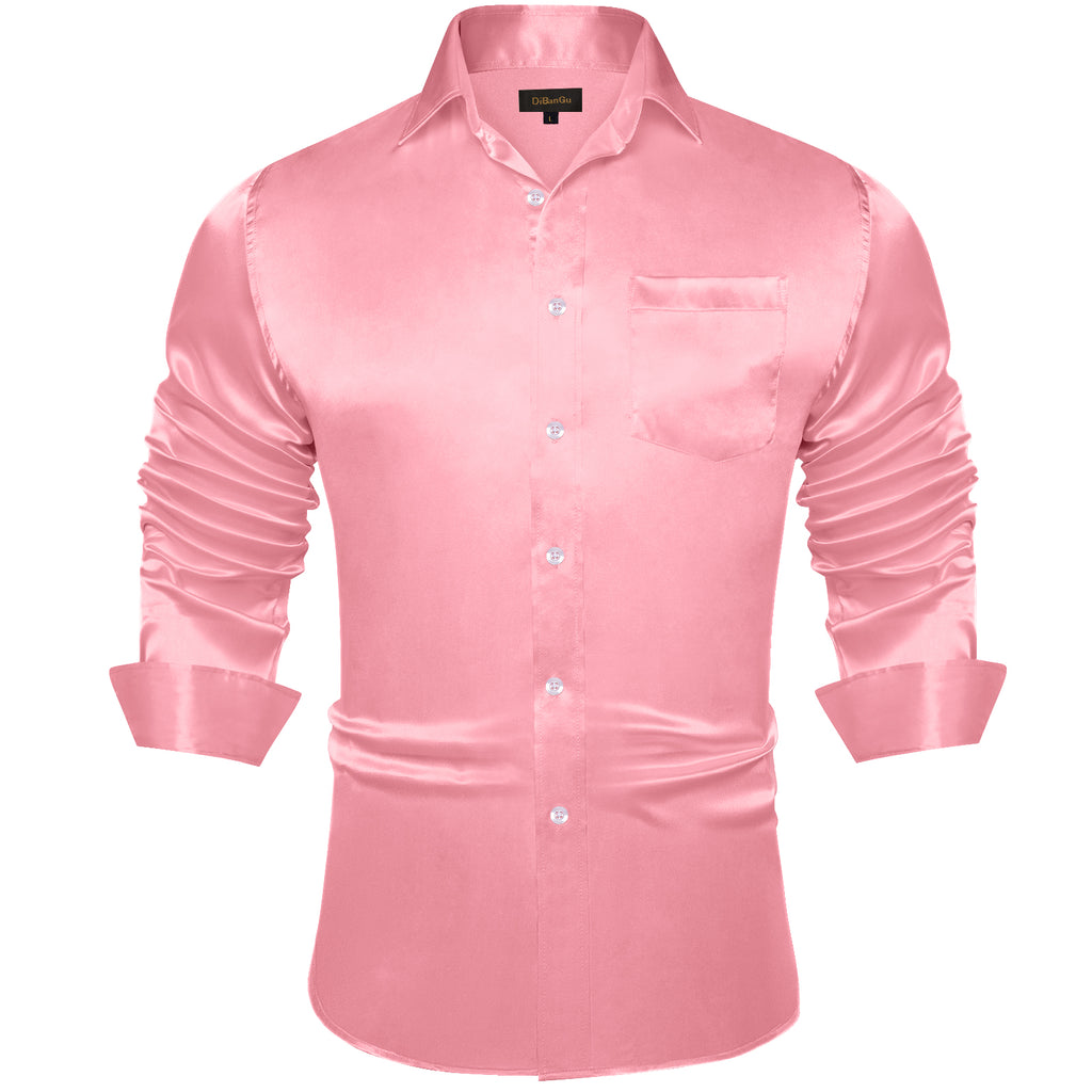 DiBanGu Men's Solid Long Sleeve Dress Shirt - Wrinkle-Free Stretch, Regular Fit, Button-Down With Chest Pocket, Blue, Small - View #6