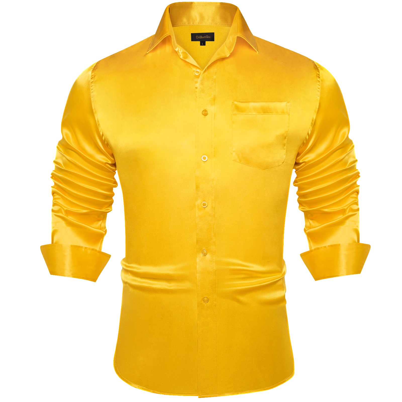 yellow men's dress shirt Slim Fit Button-Down Collar Long Sleeve Shirt, Classic I Solid Concealed button Men's Premium Fashion Fit Lemon-Light