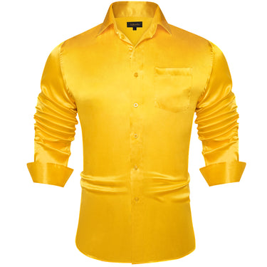 Dibangu Men's Yellow Solid Dress Shirt