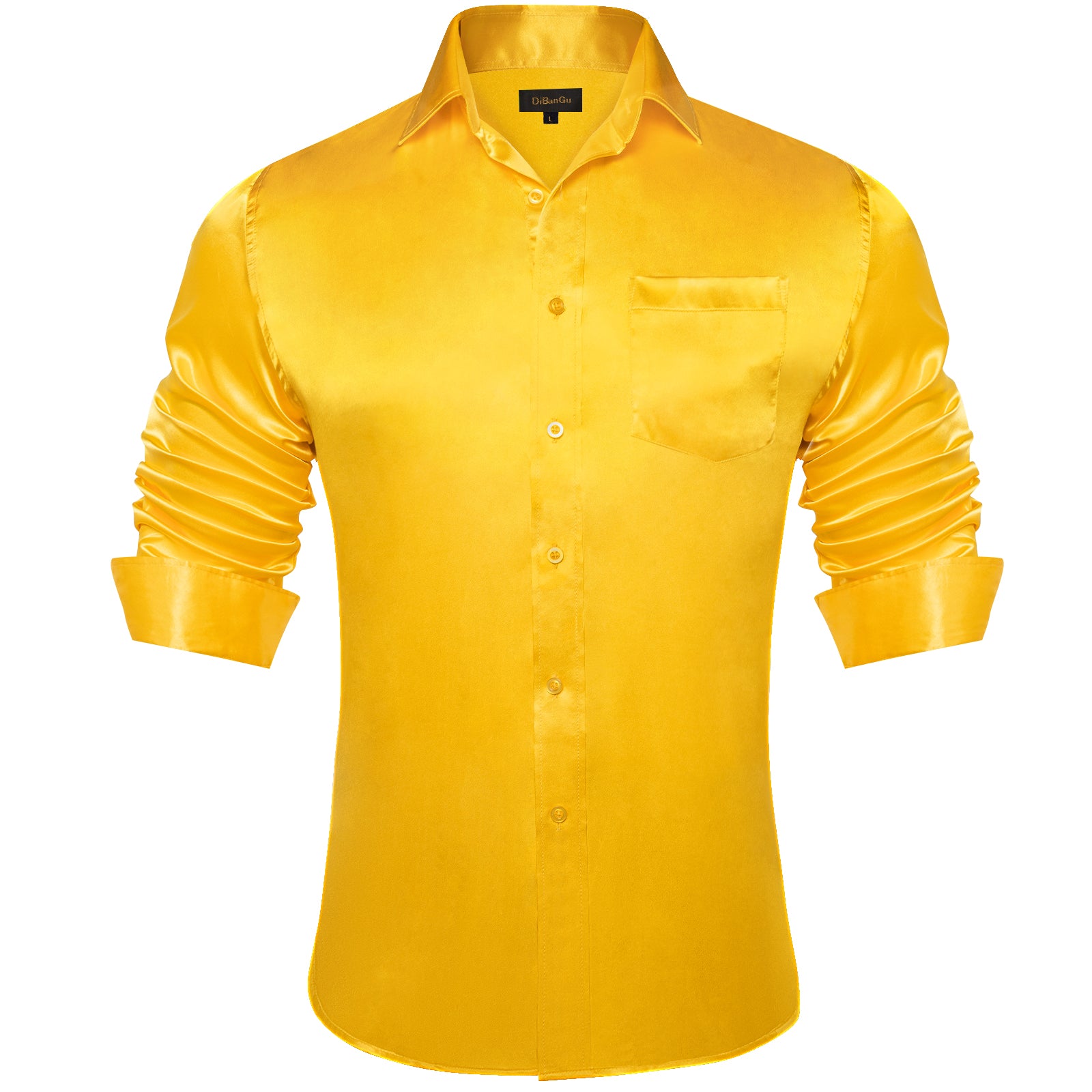 yellow dress shirt near me Hisdern Pastel Yellow Formal Shirt Classic Pocket Style for Business L