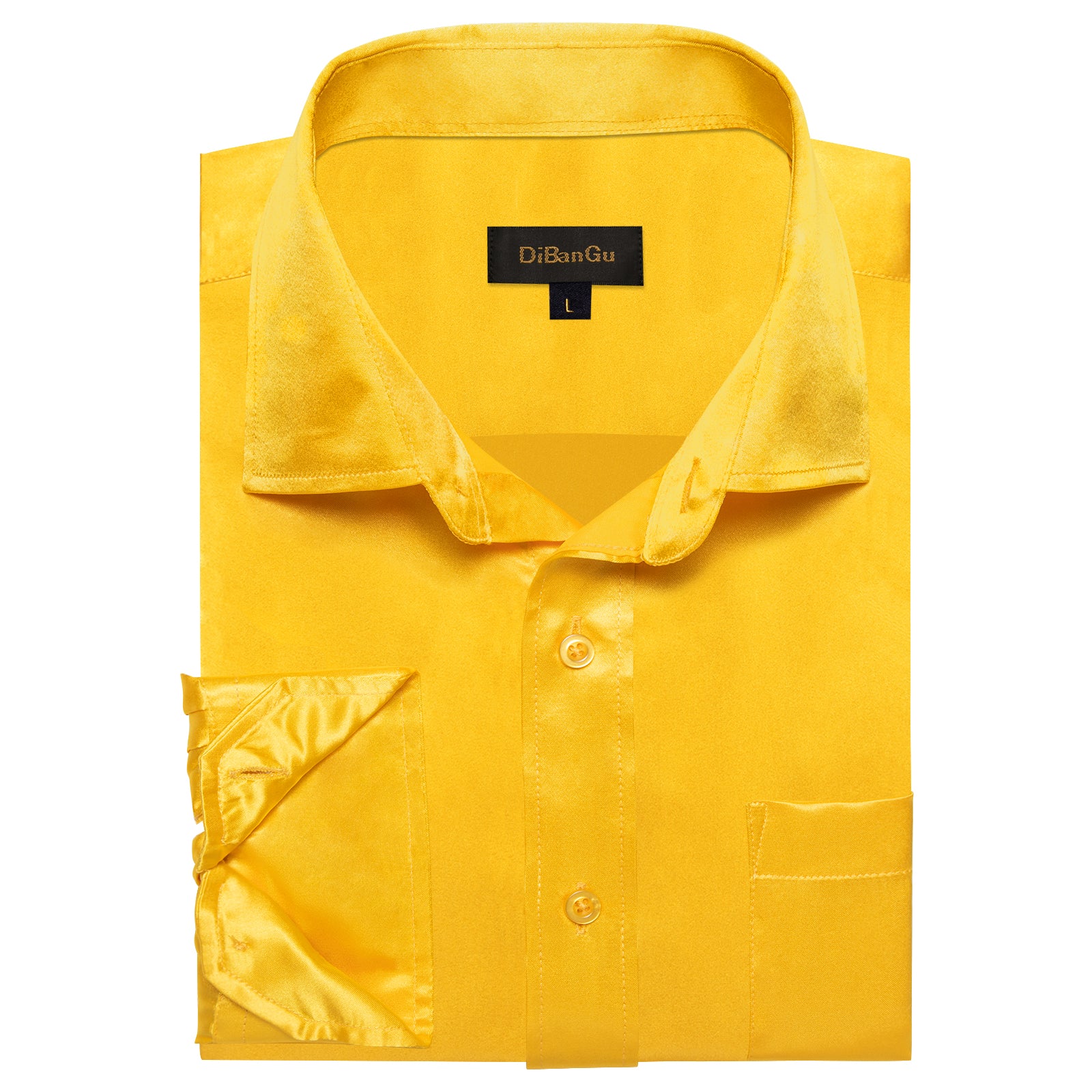 yellow men's dress shirt DiBanGu Men's Yellow Solid Dress Shirt