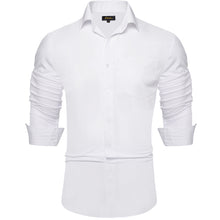 Dibangu White Solid Silk Men's Business Shirt
