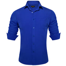 Dibangu Blue Solid Silk Men's Business Shirt