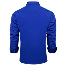 Dibangu Blue Solid Silk Men's Business Shirt