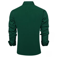 Dibangu Green Solid Silk Men's Business Shirt