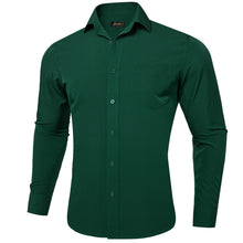 Dibangu Green Solid Silk Men's Business Shirt