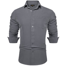 Dibangu Dark Grey Solid Silk Men's Business Shirt