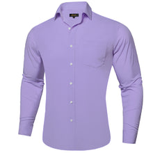 Dibangu Purple Solid Silk Men's Business Shirt