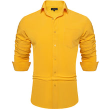 Dibangu Yellow Solid Silk Men's Business Shirt