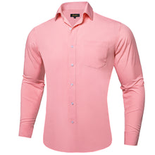 Dibangu Pink Solid Silk Men's Business Shirt