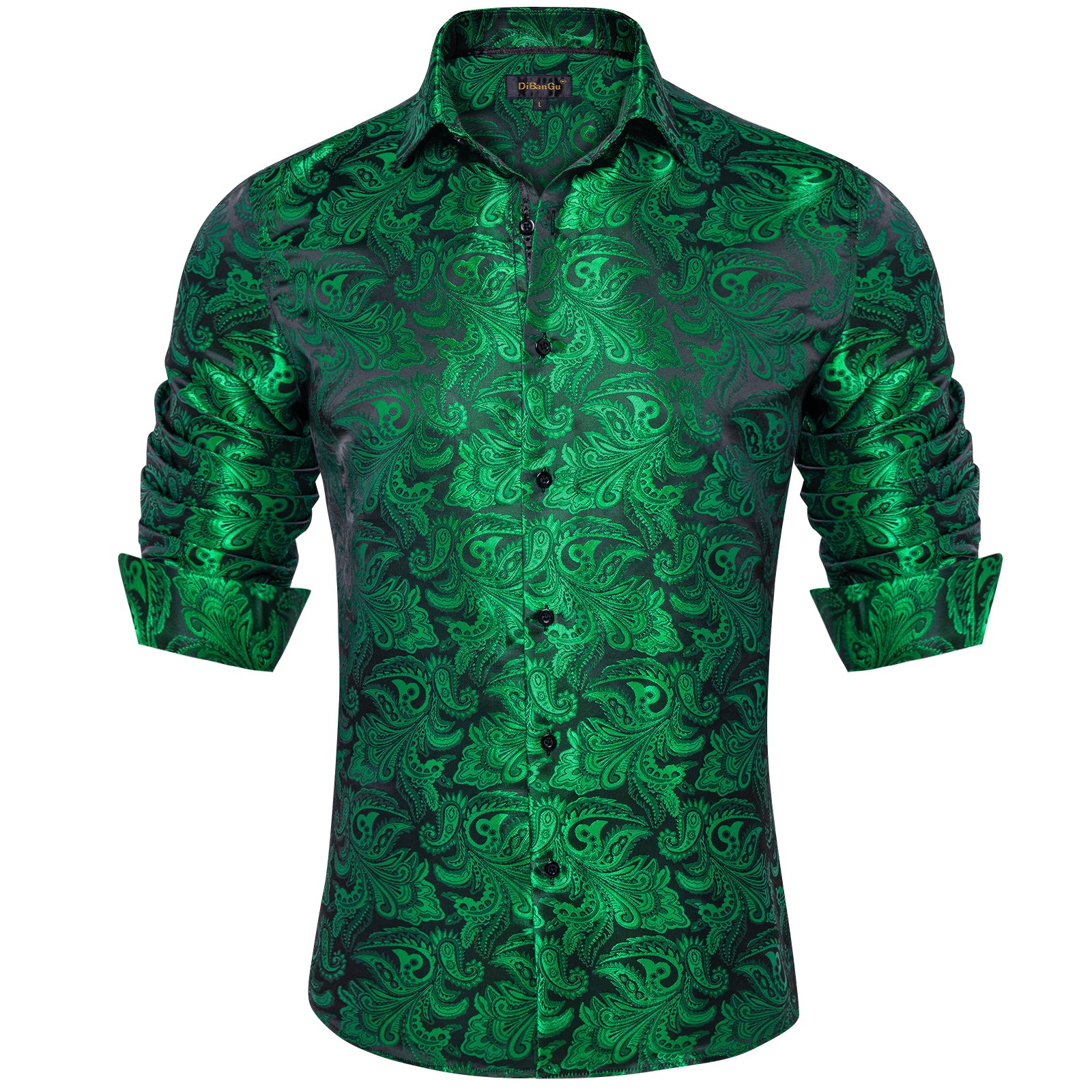 green paisley silk shirt for mens suit