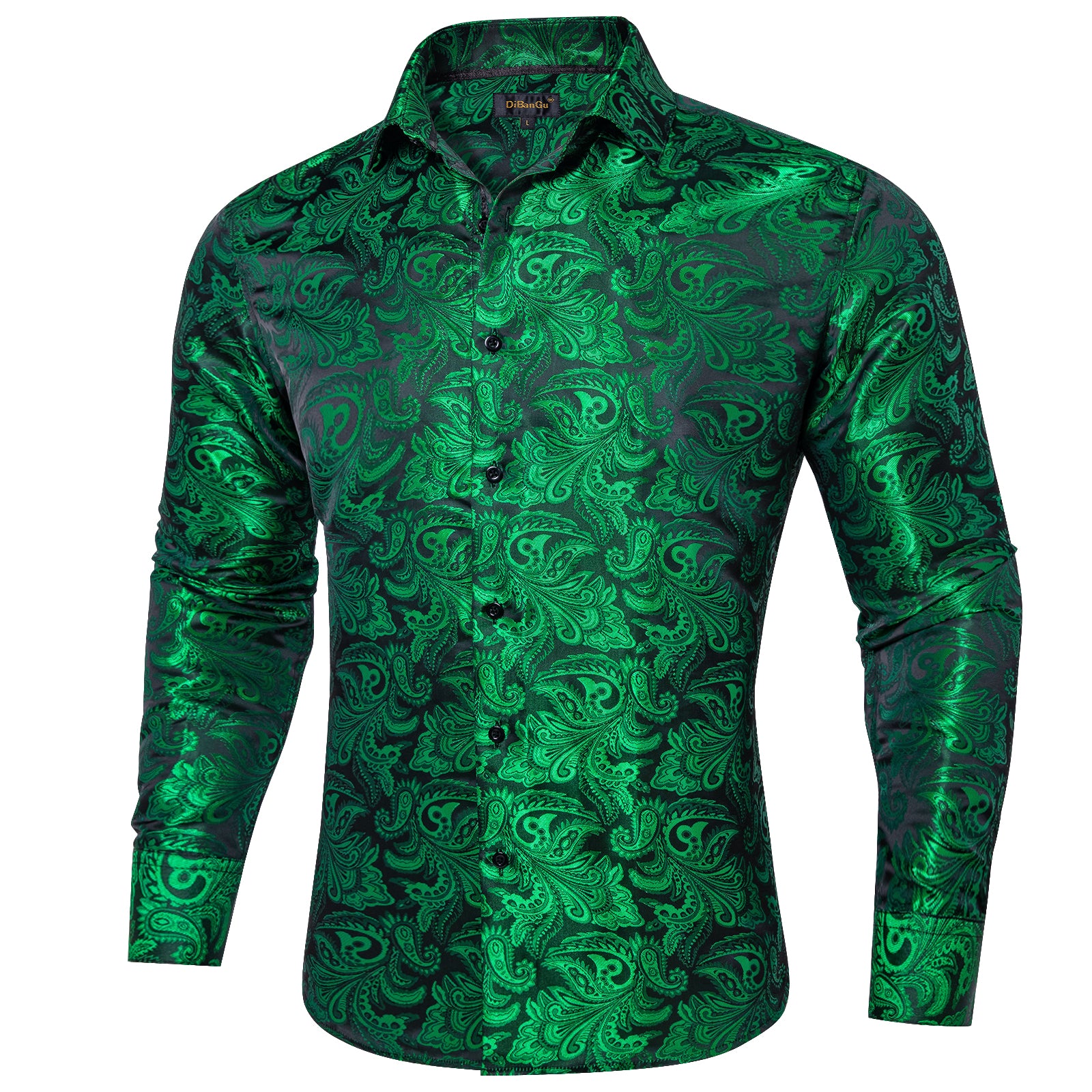 green paisley silk shirt for mens suit