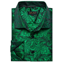 green paisley silk shirt for mens suit
