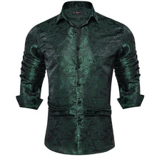 Deep green paisley button down shirt