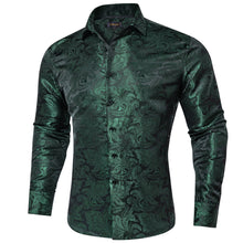 Deep green paisley button down shirt