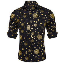 Christmas Golden Snowflakes Black Silk Men's Shirt