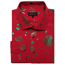 Christmas Green Snowflakes Red Silk Men's Shirt